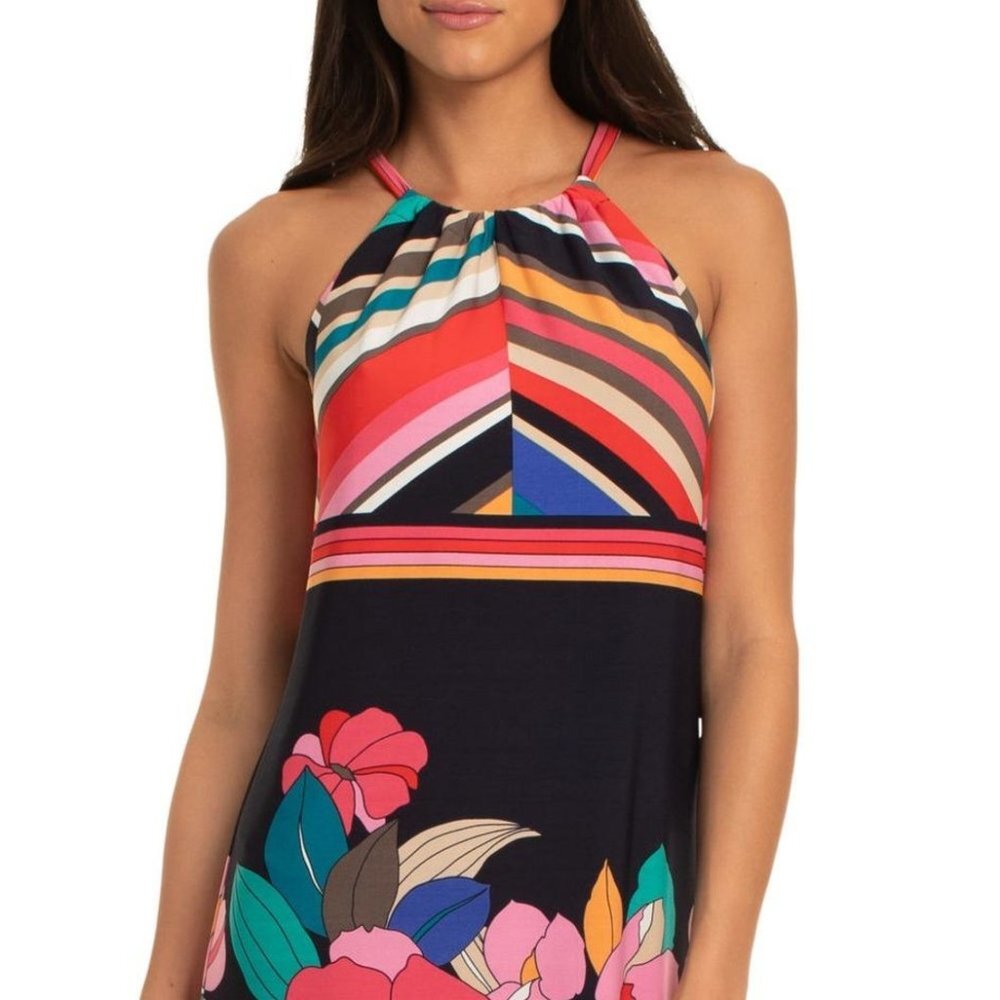 Trina Turk Mix Print Vacaciones Halter Floral Dress M Medium